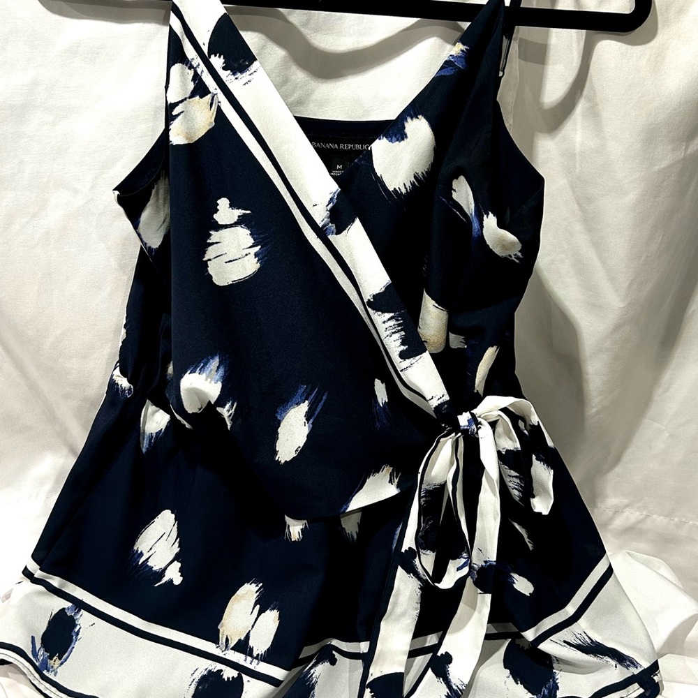 Banana Republic Navy and White Abstract Camisole
